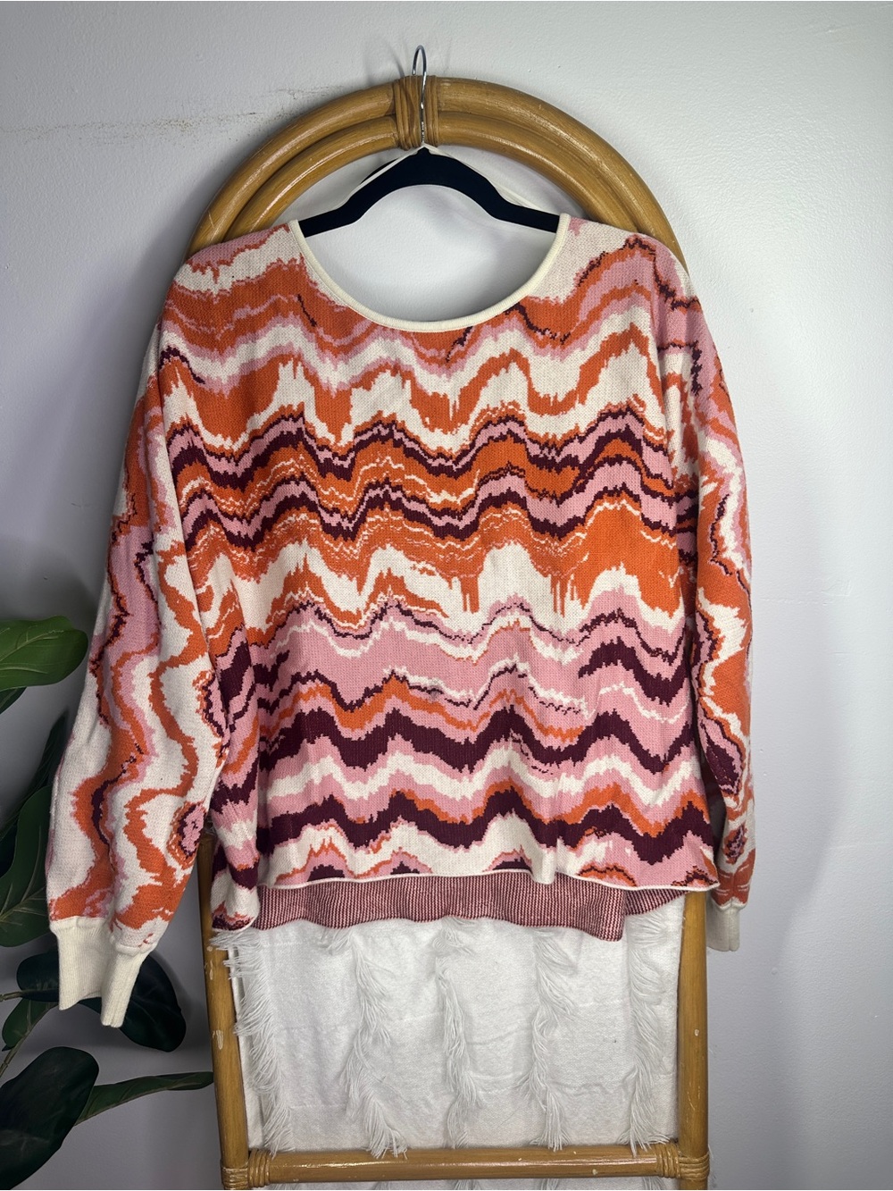 Anthropologie Daily Practice Groovy Pink Orange Sweater sz M